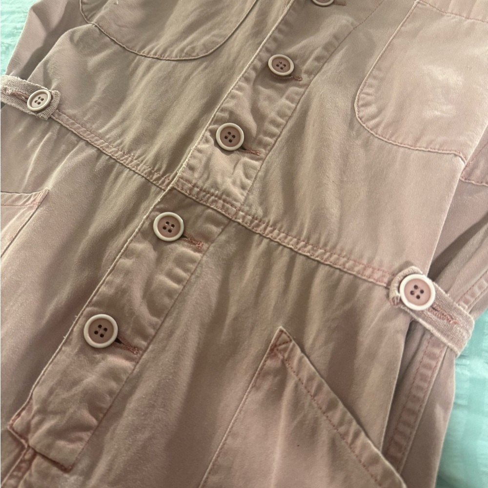 Pink Button-Down Jumpsuit - Picture 3 of 4